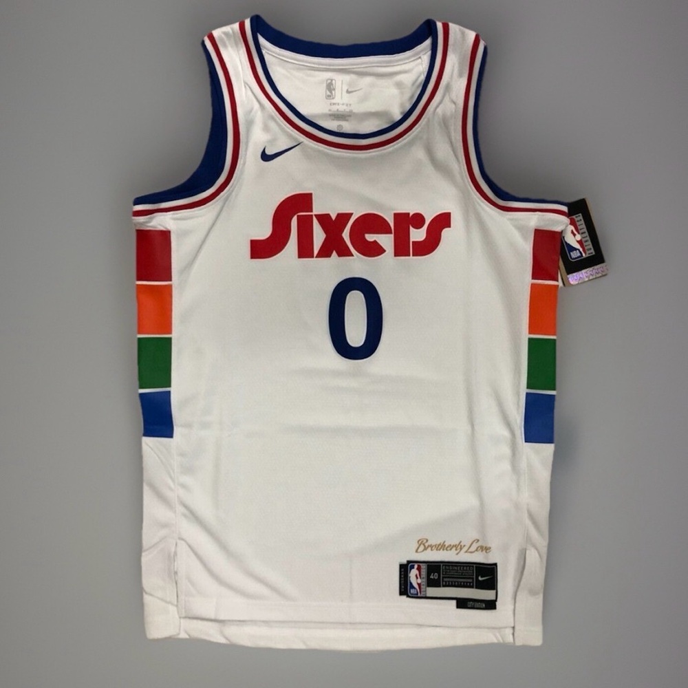 Philadelphia 76ers Tyrese Maxey #0 Nike White NBA Swingman Jersey City Edition S
